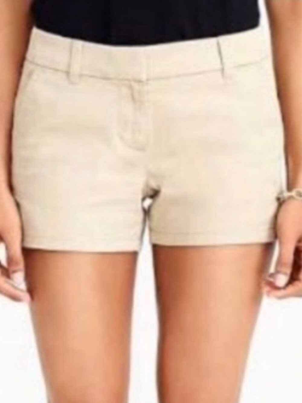 J.Crew Factory Broken-In Chino Shorts 00 Pockets Women Khaki Cotton Low Rise